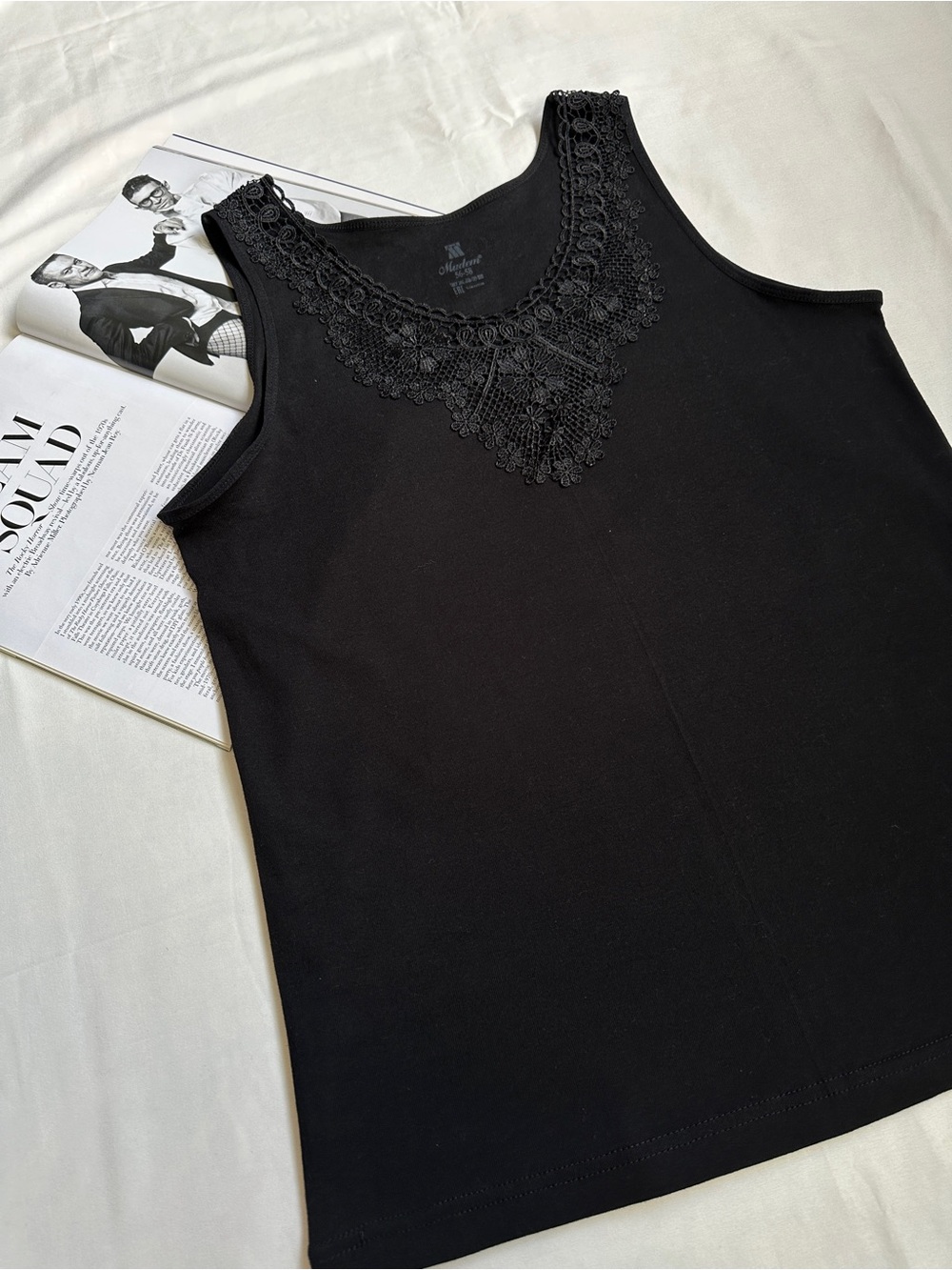 3/50$Black Women's Lace-Trim Tank Top - Picture 5 of 13